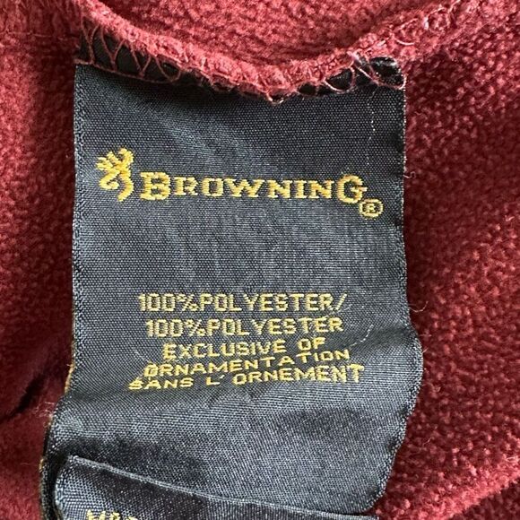 Browning Rifles Fleece Lined 1/4 Zip Pullover Jacket Mens XXL Maroon Hunting - Picture 4 of 10